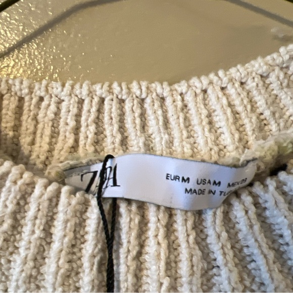 Zara Chunky Knit Ruffled Sleeve Sweater Vest size M Multicolor F1 - Picture 6 of 15